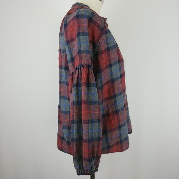 SOLD-Romeo + Juliet Couture Plaid Flannel Top Size M - Picture 3 of 6
